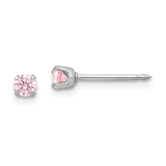 14k White gold pink cubic zirconia piercing earrings  Conti Jewelers Endwell, NY