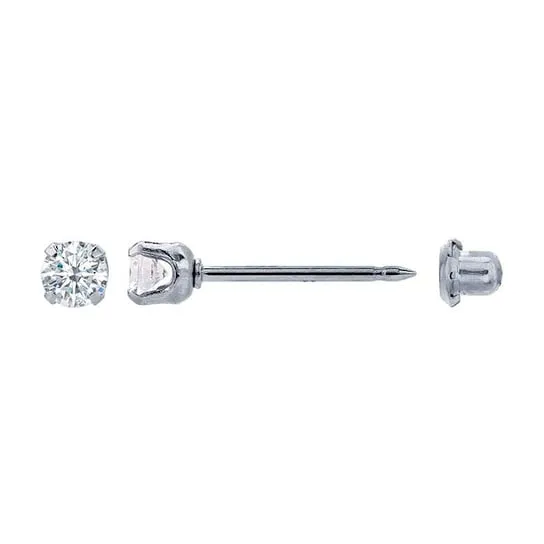 14k White Gold Cubic Zirconia piercing earrings  Conti Jewelers Endwell, NY