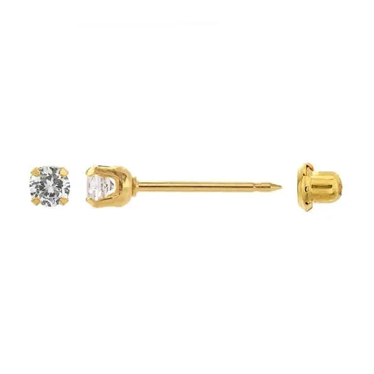14k yellow gold cubic zirconia piercing earrings  Conti Jewelers Endwell, NY