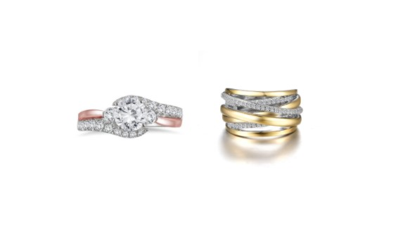 Two Tone Bezel Set Emerald Cut Engagement Ring Setting