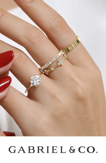 Three elegant rings by Gabriel & Co. Visit Dahlkemper's Jewelry Connection for more details on these fine jewelry pieces.