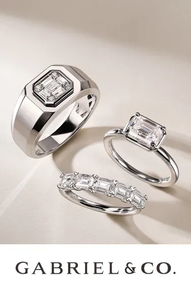 Three elegant rings by Gabriel & Co. Visit Dahlkemper's Jewelry Connection for more details on these fine jewelry pieces.
