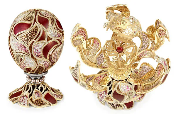 In the Spirit of Peter Carl Faberge, Latest Egg Unfurls to Reveal Ruby Surprise