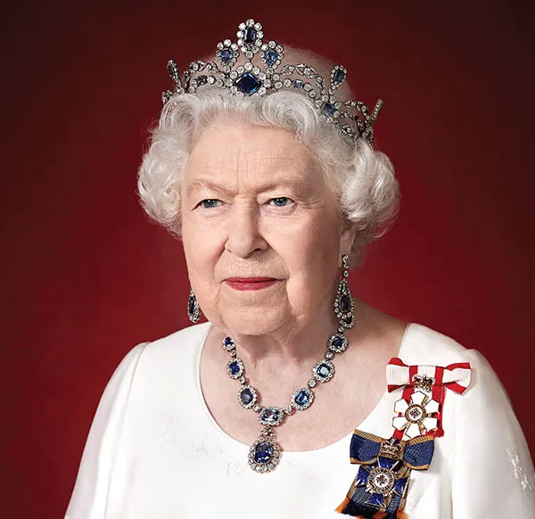 Queen Elizabeth II Wears Spectacular Sapphire Jewelry in Brand New Portrait