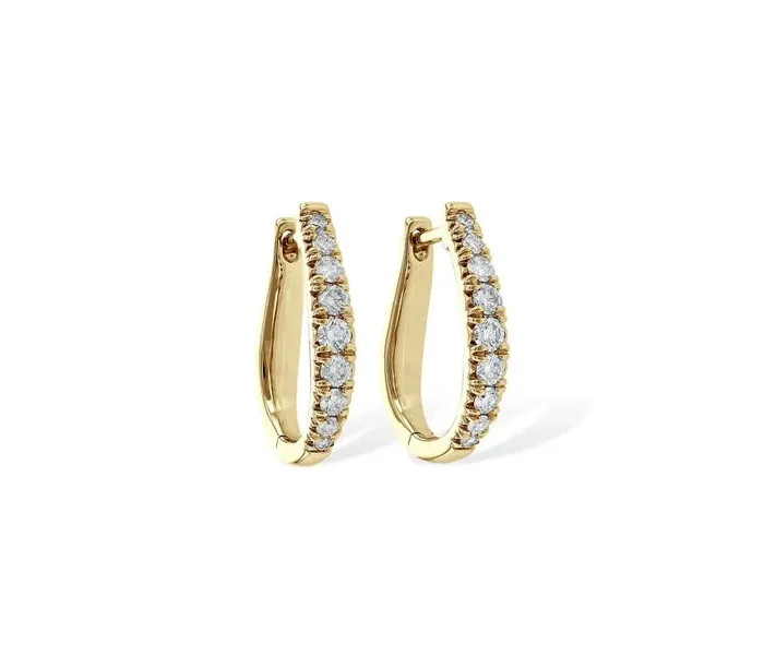 Gold hoop earrings with sparkling diamonds, perfect for any occasion.