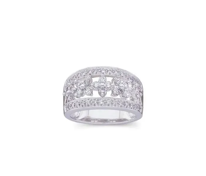 Elegant silver ring adorned with sparkling diamonds, perfect for special occasions.