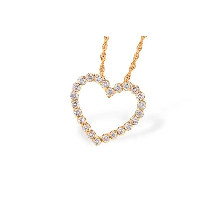 Gold heart necklace adorned with sparkling stones, perfect for a romantic gift.