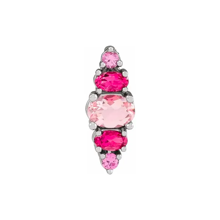 Pink gemstone pendant featuring three vibrant pink stones in a stylish arrangement.