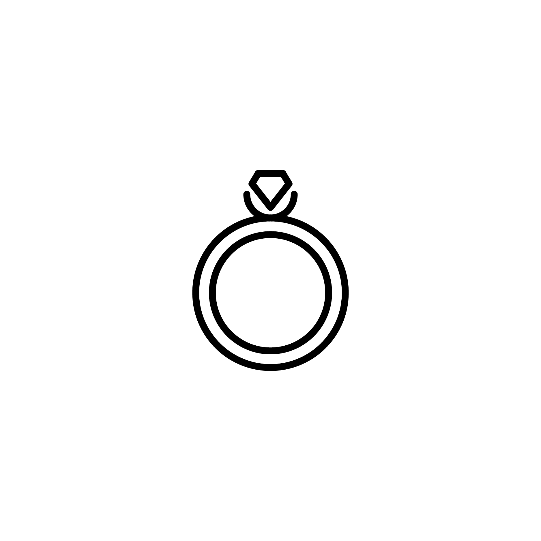 Stylized outline of a diamond engagement ring, representing fine jewelry.