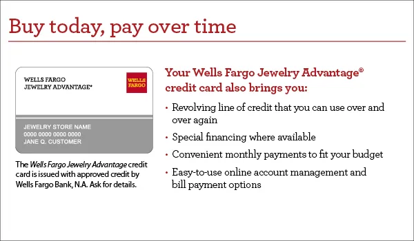 Buy today, pay over time. Your Wells Fargo Home Furnishings credit card also brings you revolving line of credit that you can us