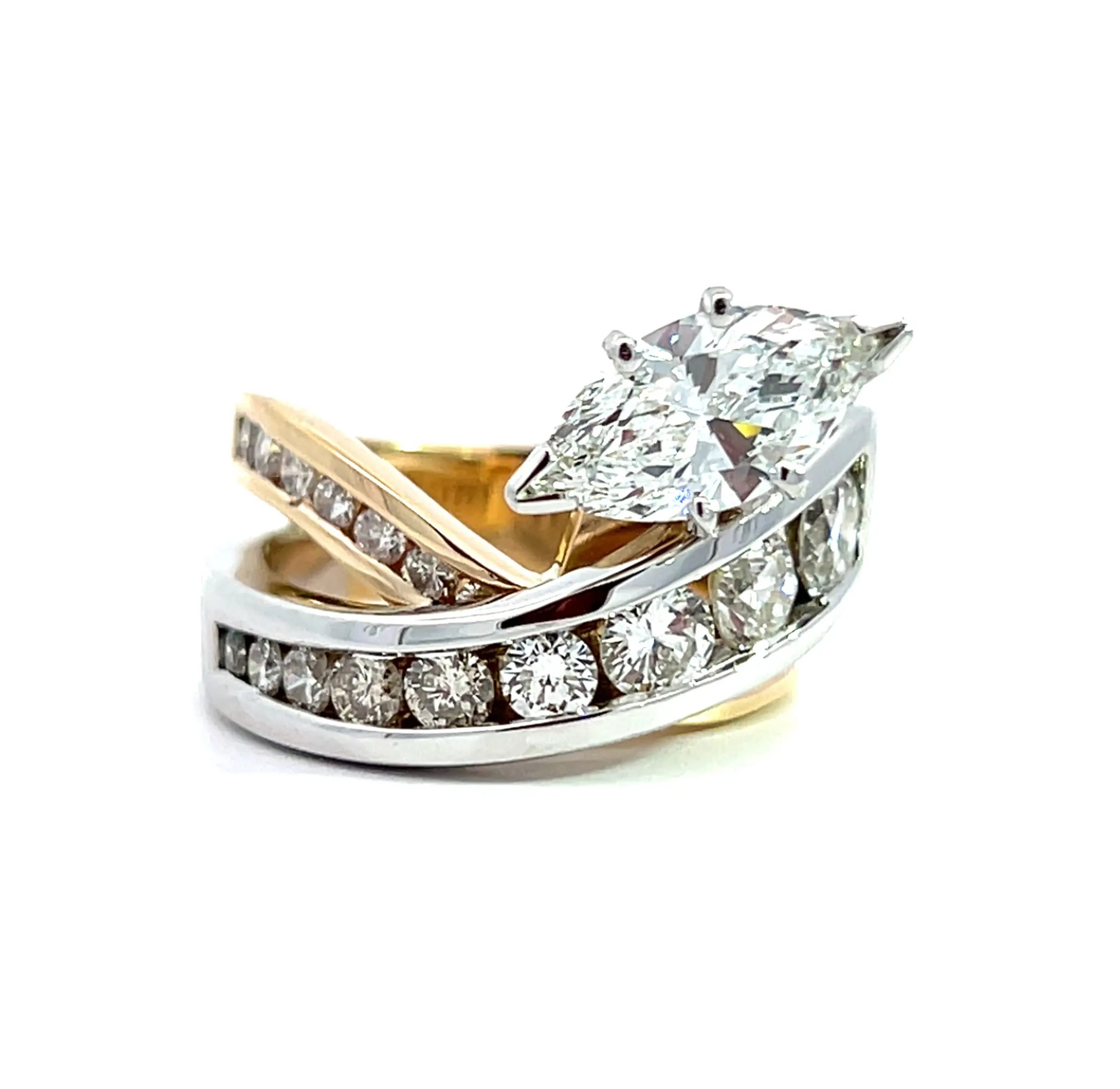 two tone bypass ring with an upgraded marquise  Diedrich Jewelers Ripon, WI