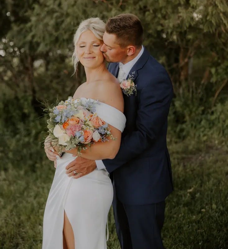 Bride and groom share a moment