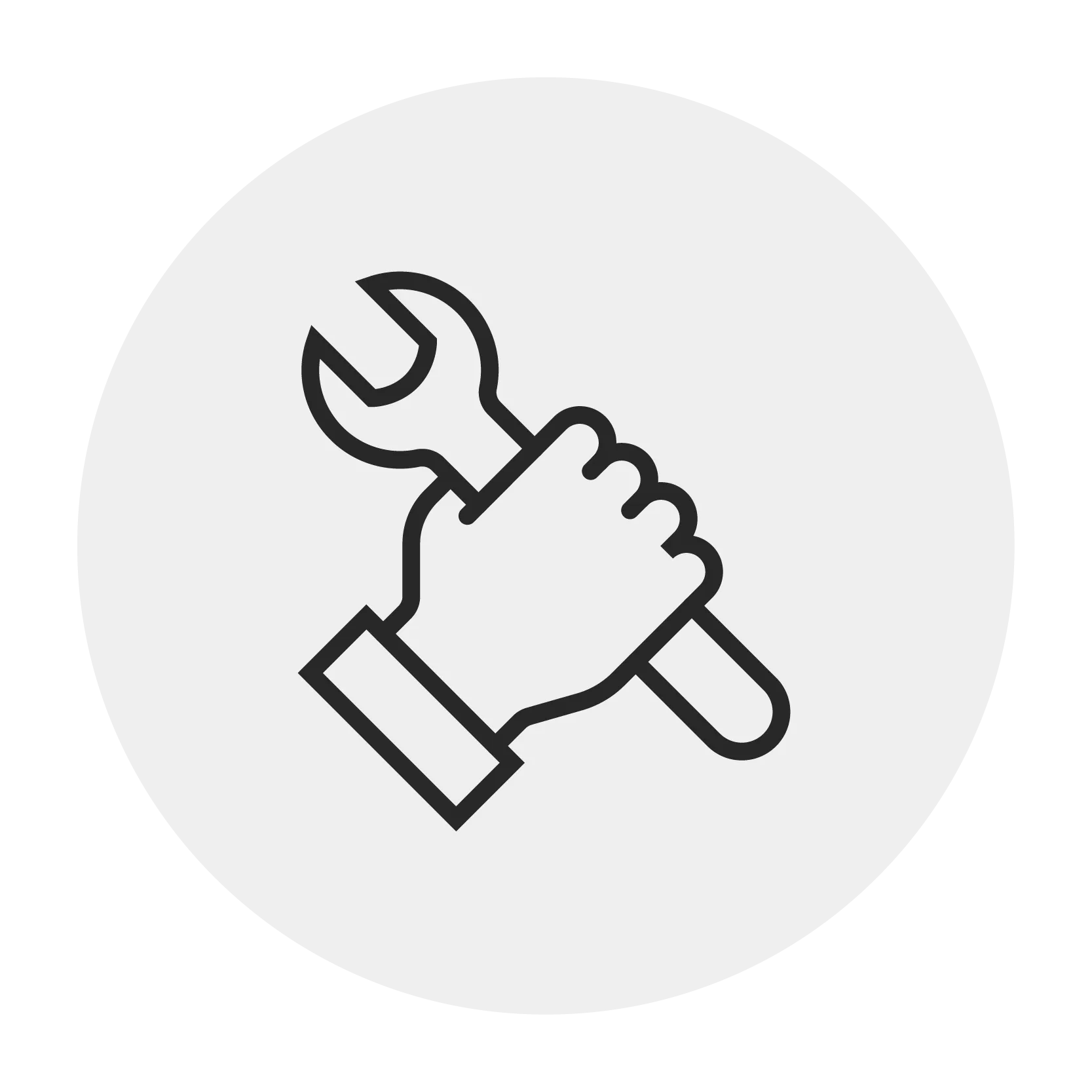 Hand holding a wrench, symbolizing jewelry restoration services
