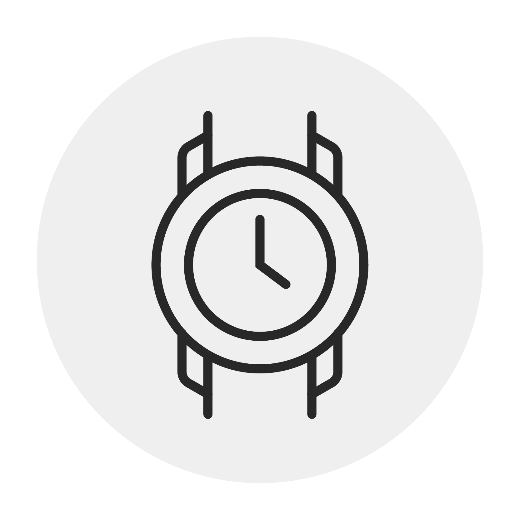 Icon of a watch, representing watch repairs