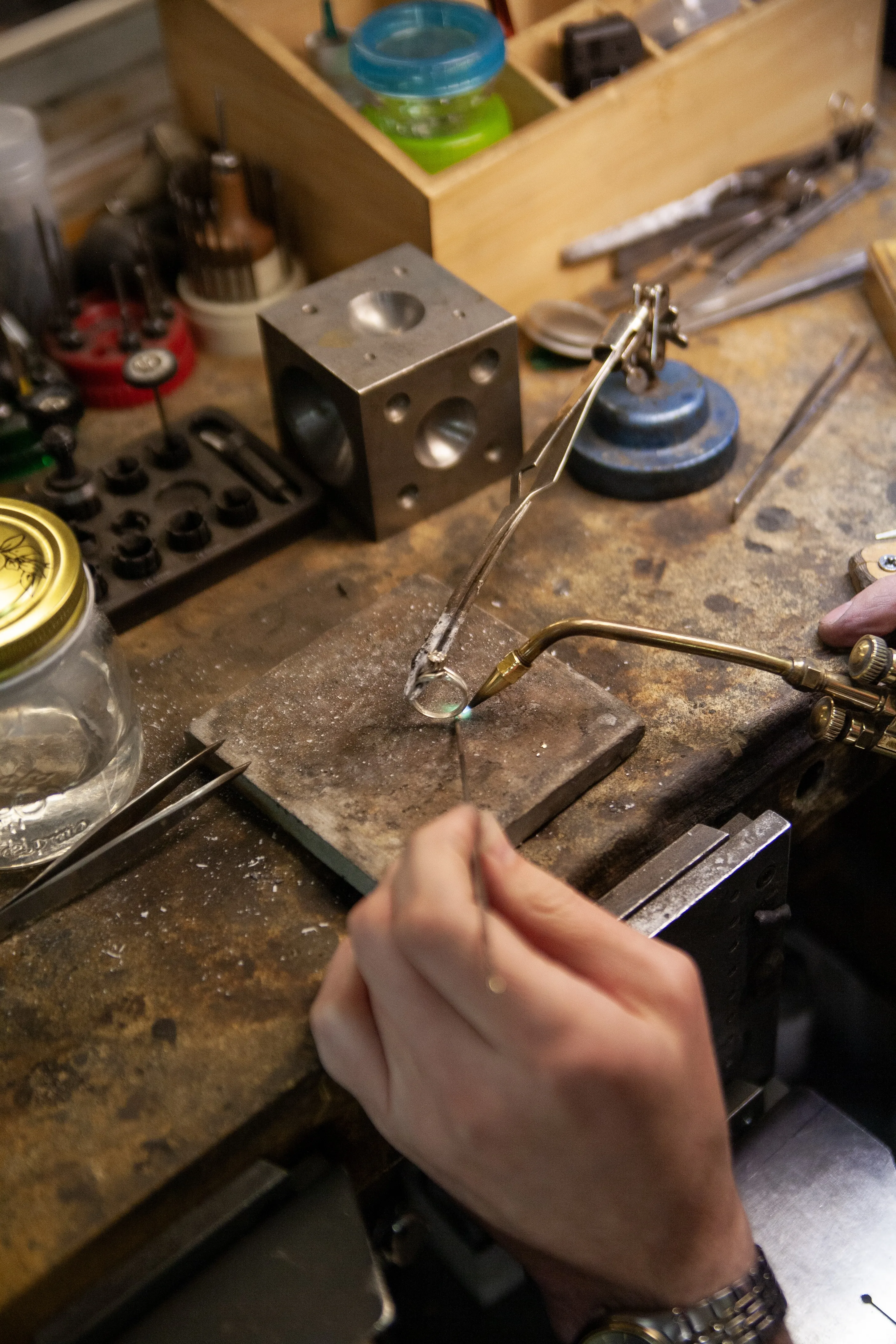 Duke's Jewelers storefront in Springville, featuring a black awning.