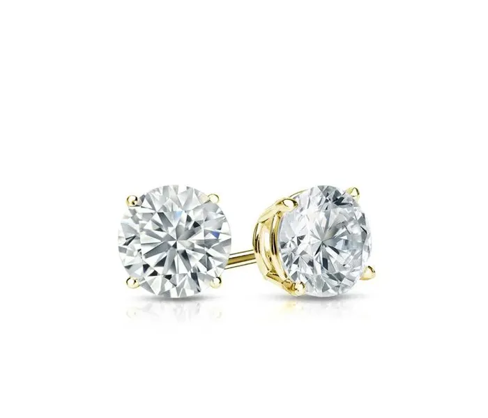 Elegant diamond stud earrings set in yellow gold, perfect for any occasion.