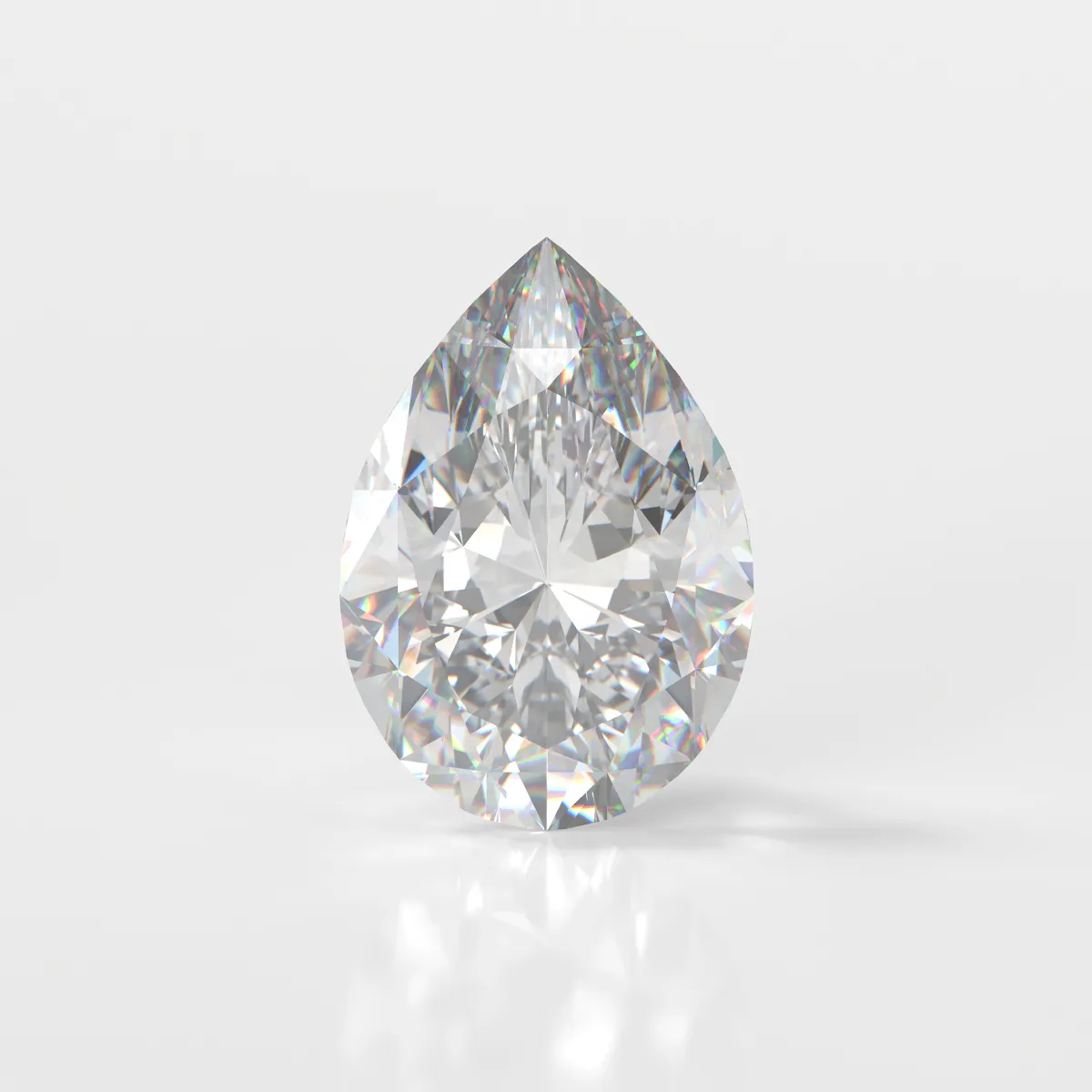 Brilliant pear-shaped diamond on a white background. 