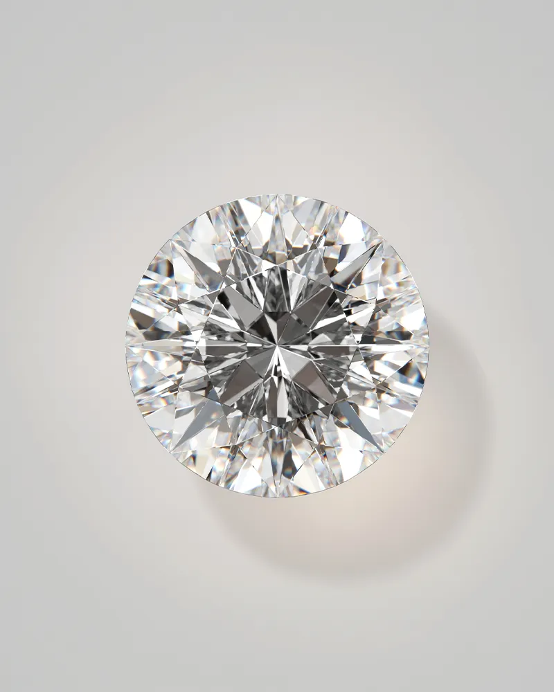 Sparkling round diamond on a light background. 