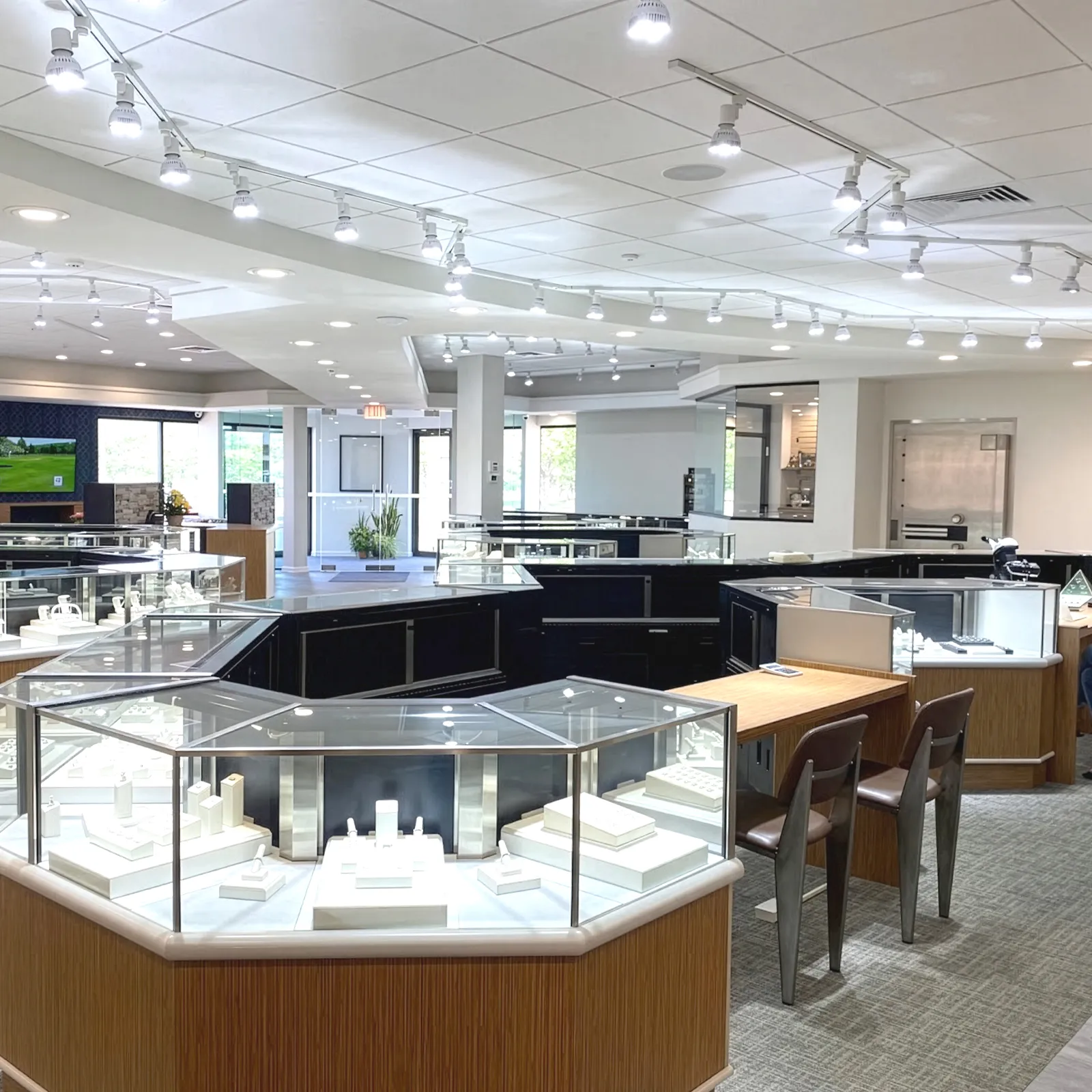 Interior of Gaines Jewelry showroom located in Flint, Michigan.