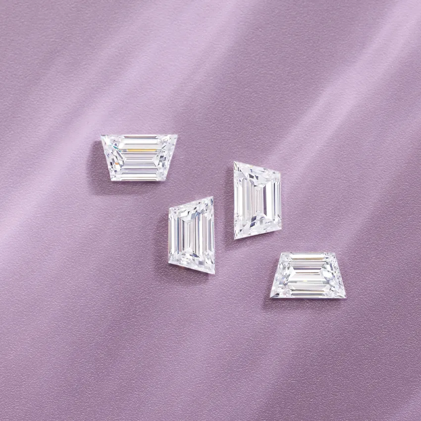 Four elegant diamond shapes on a soft purple background.