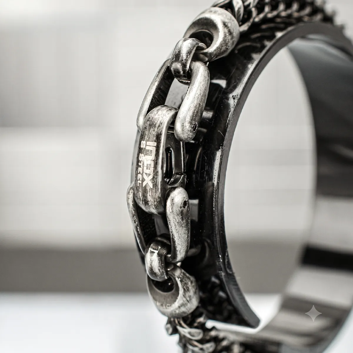 Men's stainless steel bracelet with chain design. Shop men's jewelry at Georgetown Jewelers, Wood Dale, IL.
