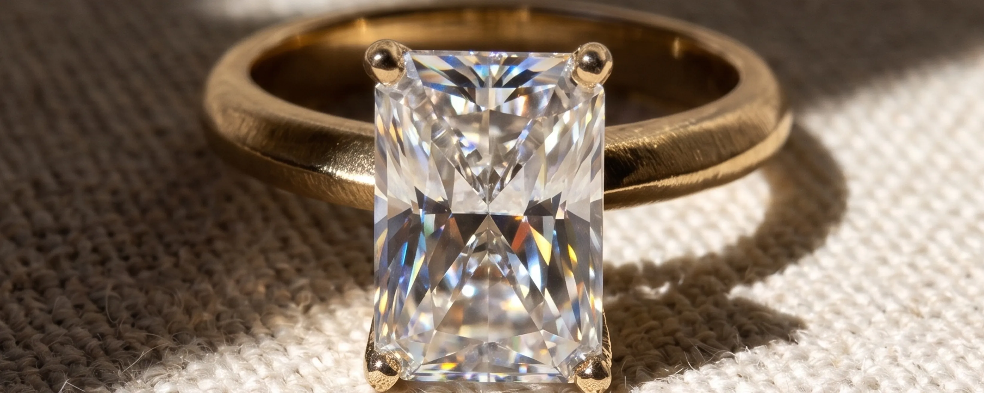 Two necklaces with curved pendants and a diamond held by tweezers. Explore our services at Georgetown Jewelers.