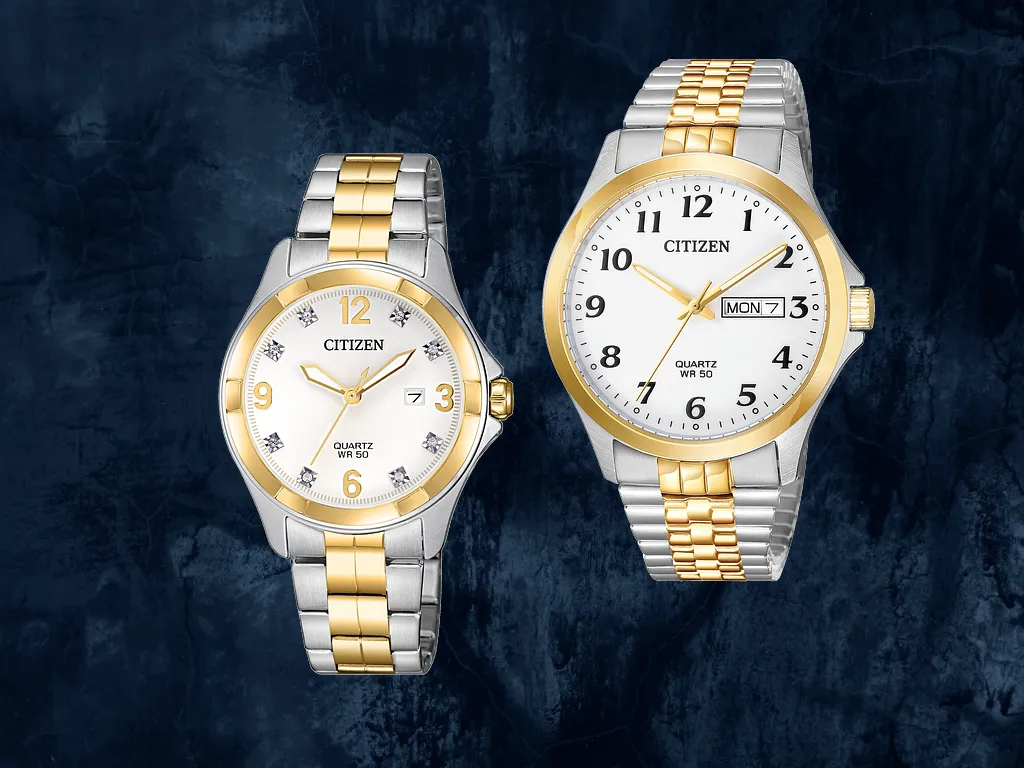 Two Tone Men's and Women's Citzen Watches, Geralds Jewelry Oak Harbor, WA