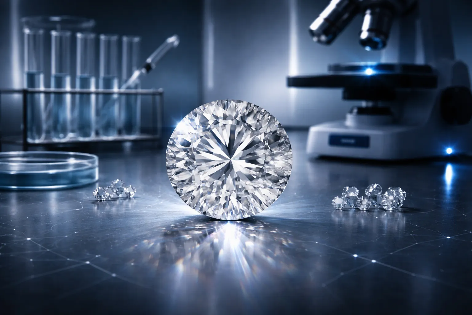 A diamond sitting in a laboratory