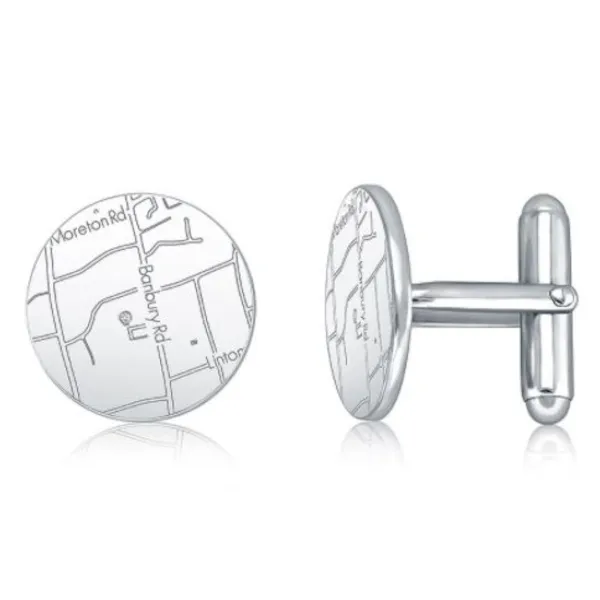 Stylish Sterling Silver silver circleMap Cuff Links Starting at $195.00Special Order Item #185-14 Goldmart Jewelers Redding, CA