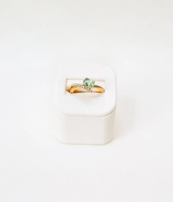  The setting of this ring lends beautifully to the rare Mint Garnet. This can be recreated with any of your favorite gems! Grader Jewelers Groton, CT