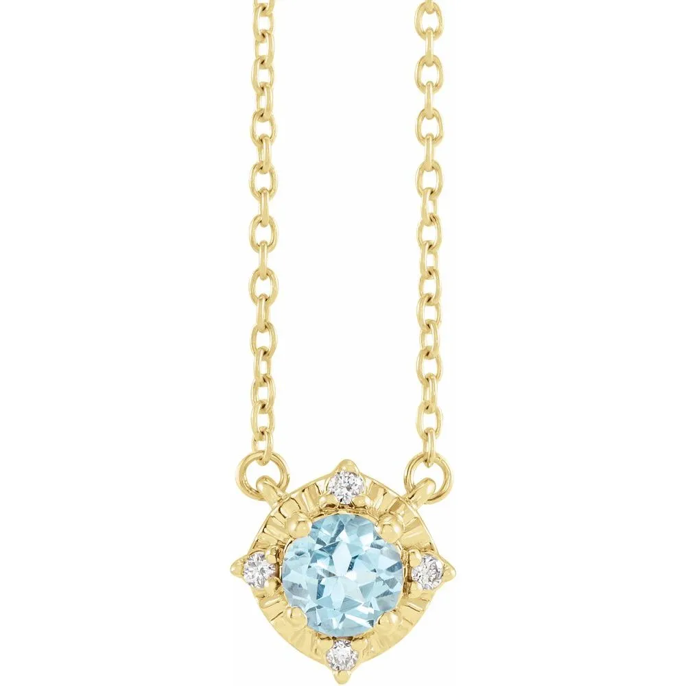 Halo-Style Birthstone Necklace 14K Yellow Gold Birthstone Necklace with Blue Topaz Greenfield Jewelers Pittsburgh, PA