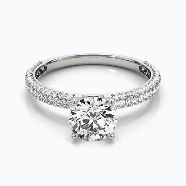 Pave engagement rings at Grogan Jewelers By Lon in Franklin, TN - close to Nashville.