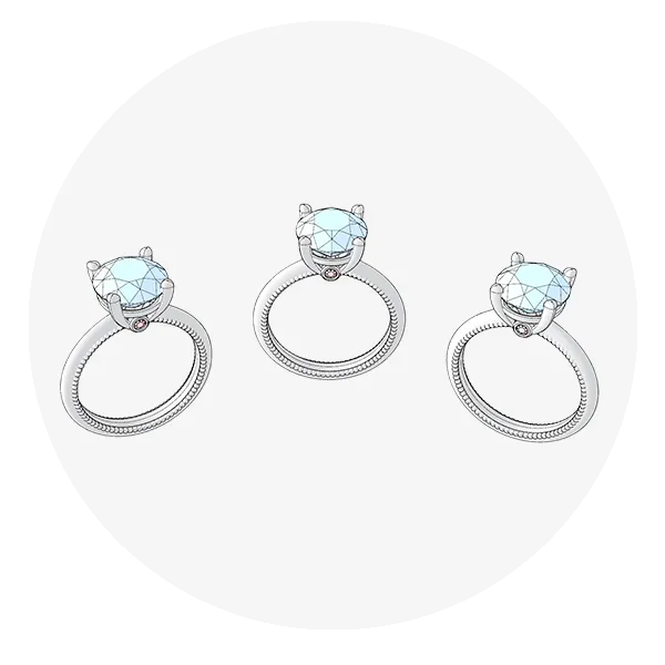 Computer rendering of a custom designed diamond engagement ring