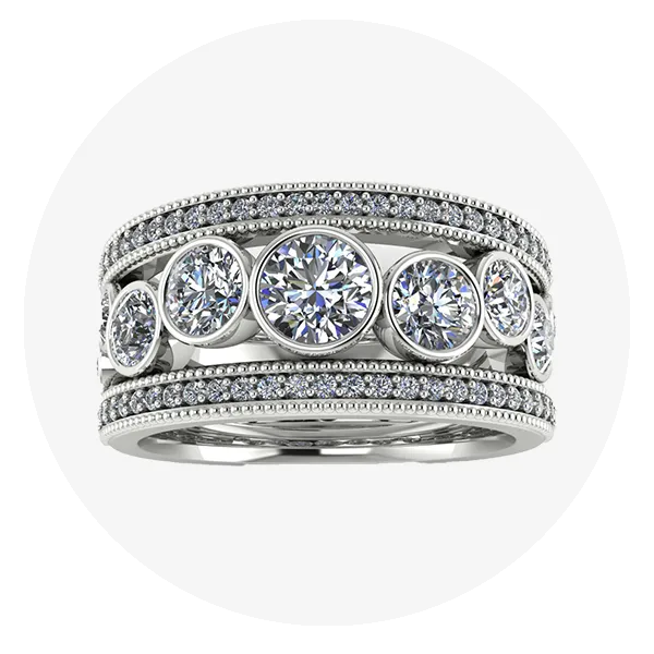 Custom designed bezel set diamond band