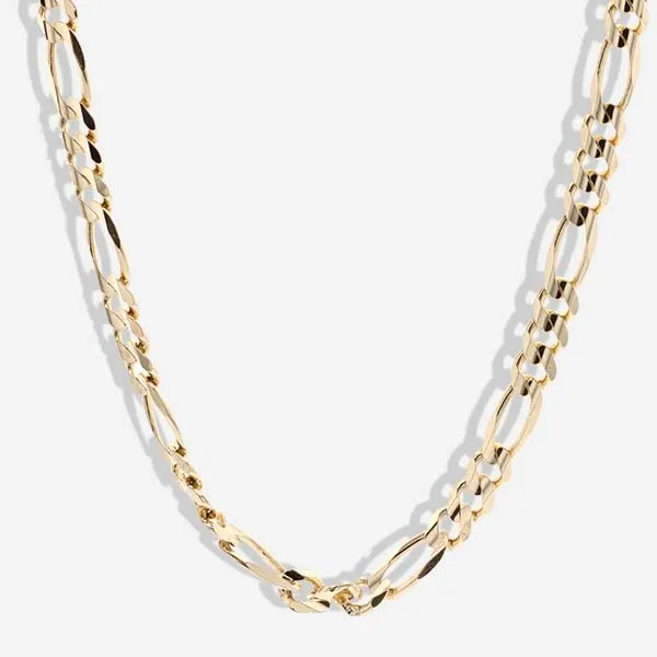Yellow gold mens figaro link chain