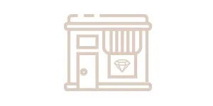 Flat Icon store frotn with diamond in window