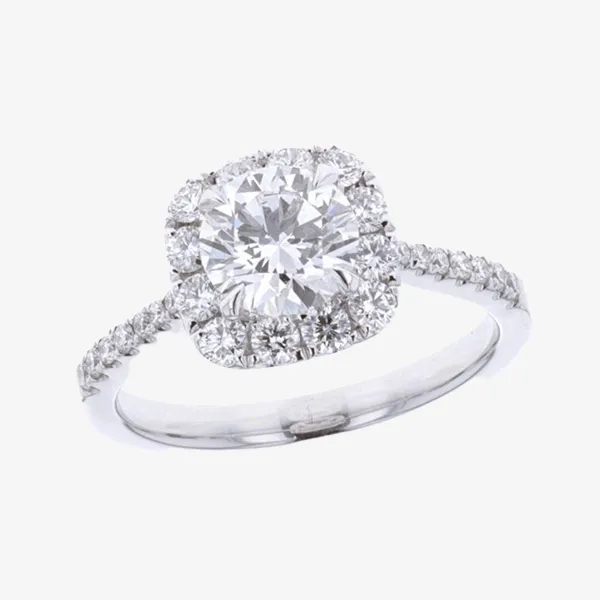 White gold round Diamond Halo engagement ring