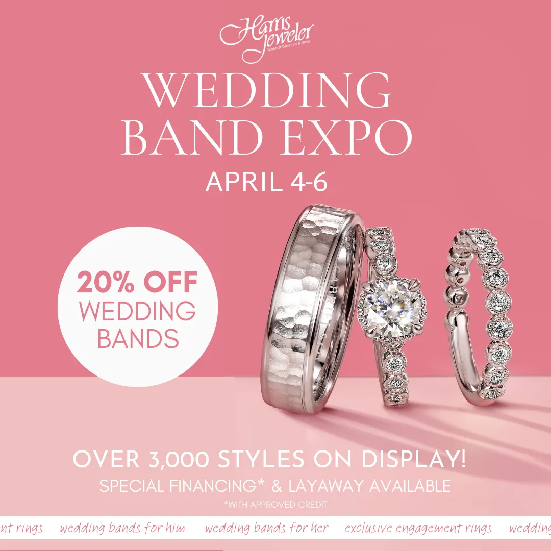 Wedding Band Expo at Harris Jeweler in Troy, Ohio. Shop thousands of engagement rings and wedding bands
