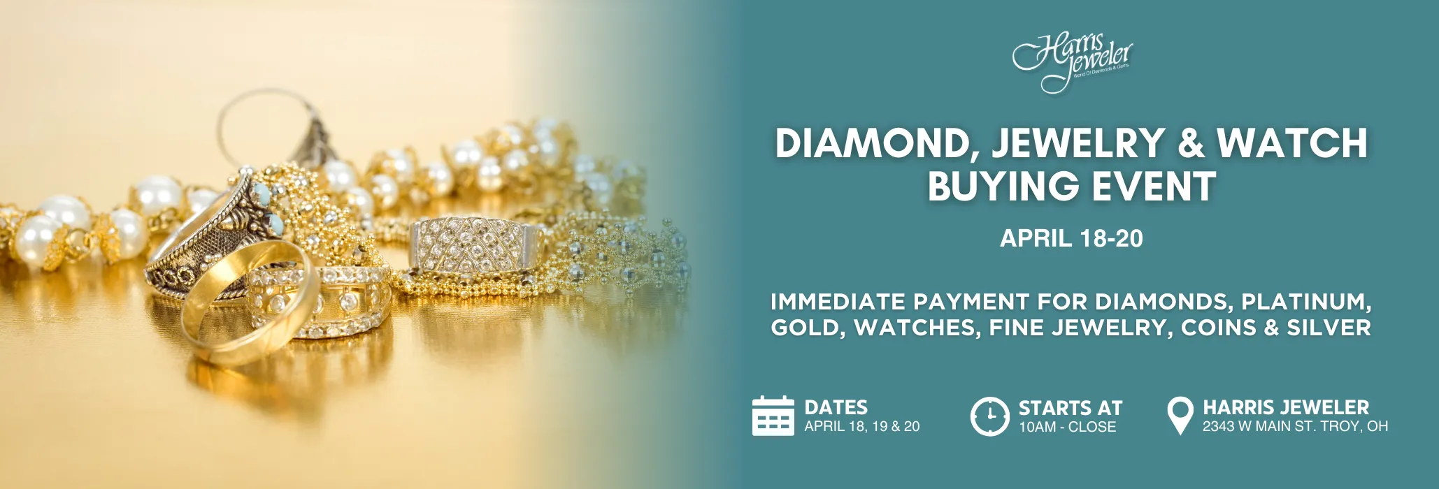 Diamond, jewelry and gold buying event. Get money for your unwanted jewelry!