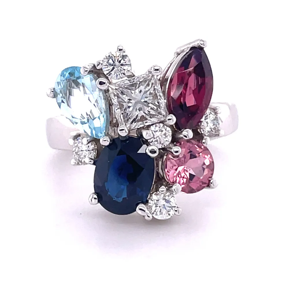 Colorful Cluster Ring Custom Made
