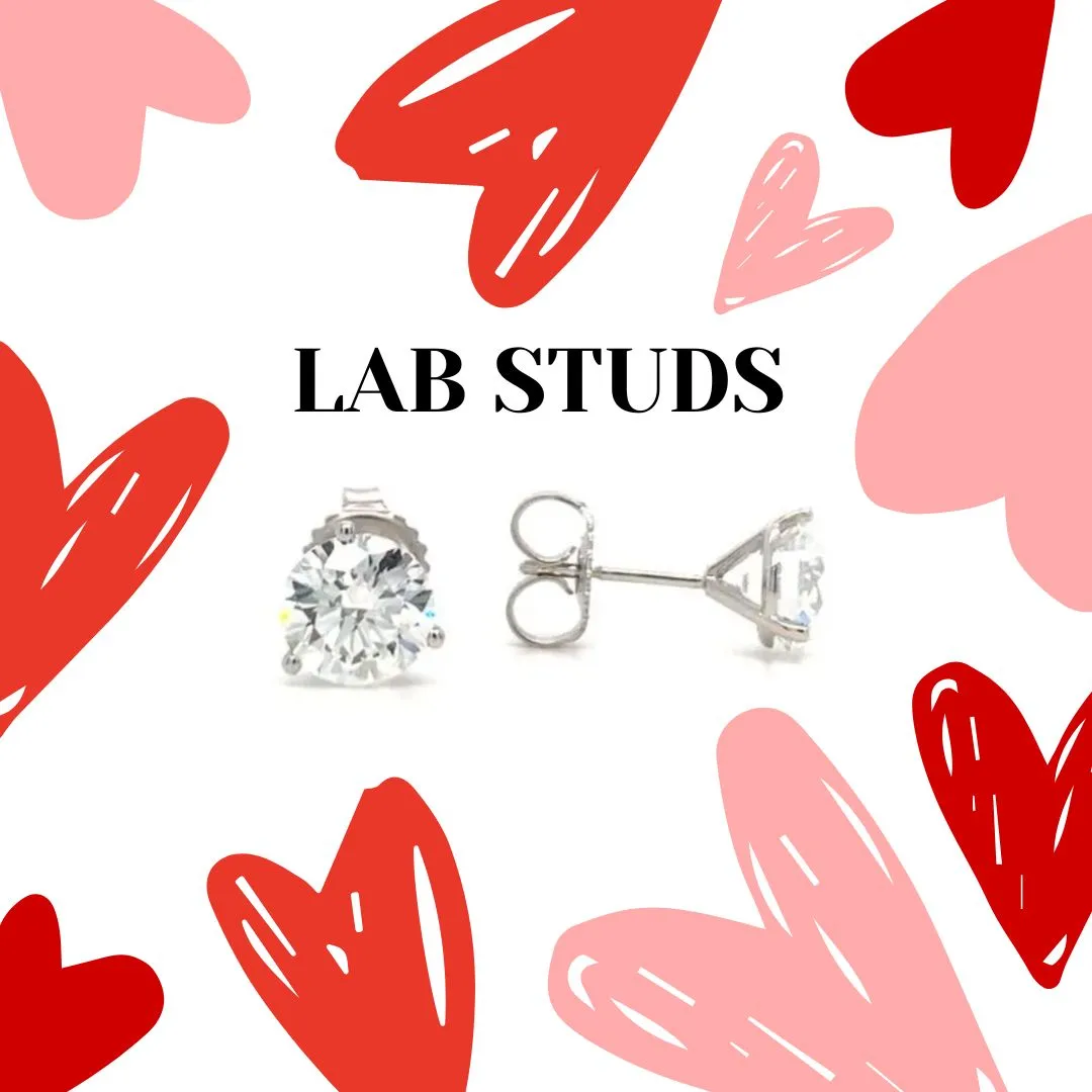 Hingham Jewelers Valentine's Day Gift Guide: lab grown diamond studs.