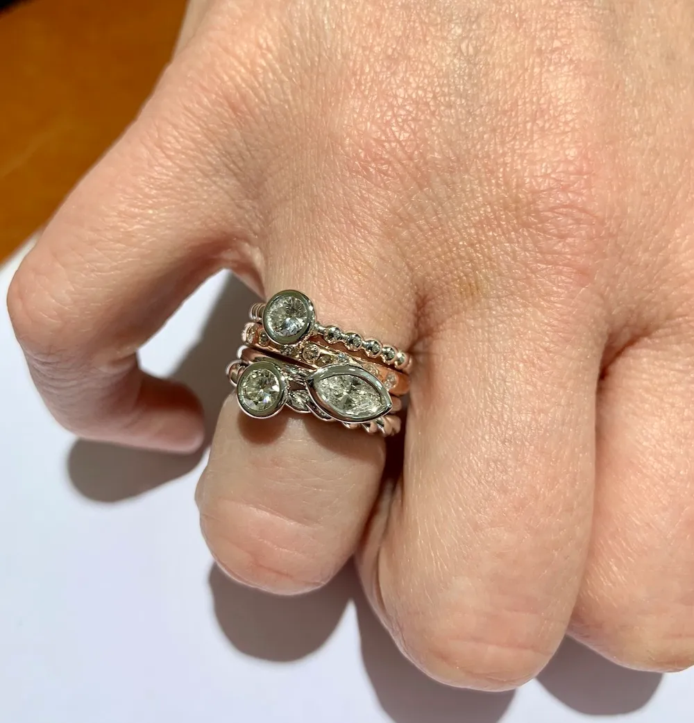 Stacking Rings Created from Assortment of Old Jewelry