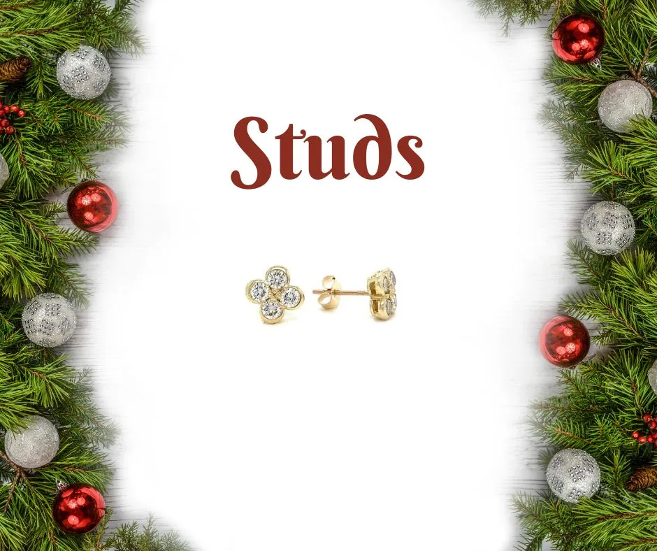 Hingham Jewelers holiday gift guide: browse our selection of gold, diamond, silver, and colored gem stud earrings.