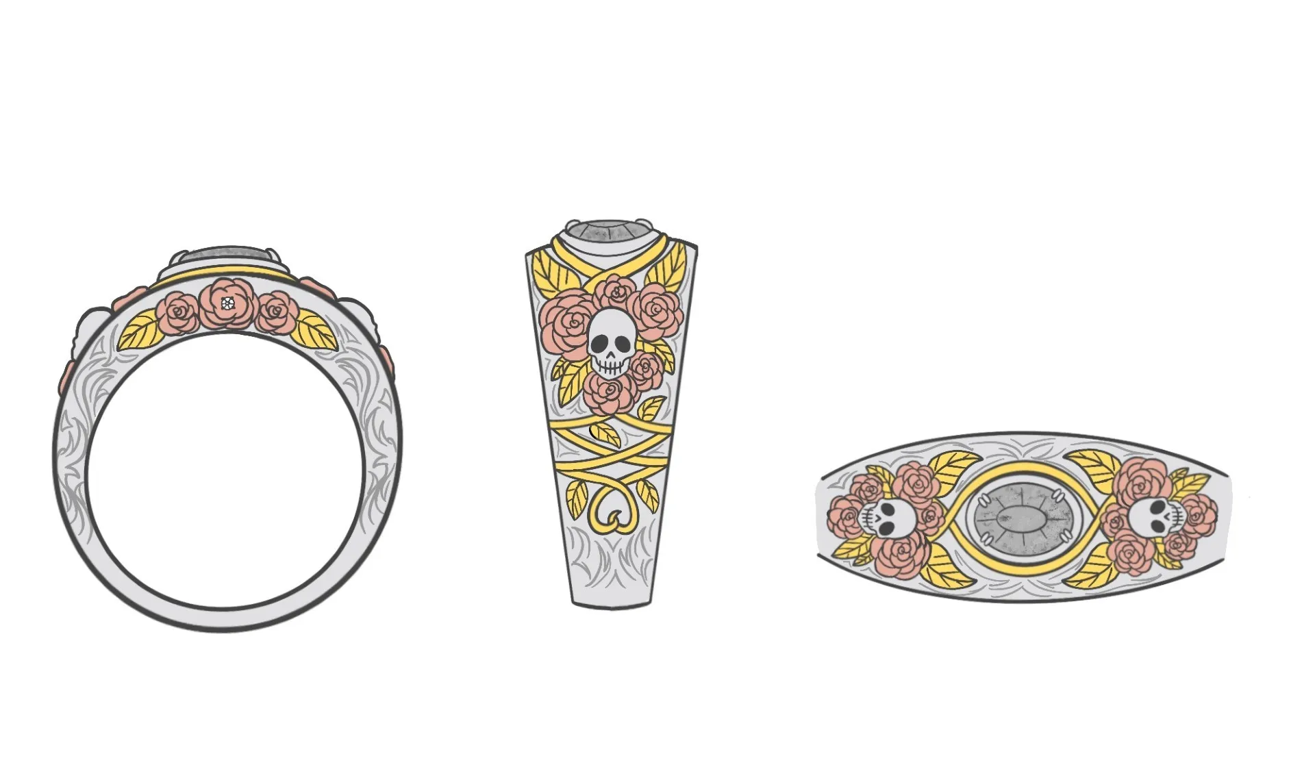 A hand drawing a detailed sketch of a mechanical-themed pendant design on paper.