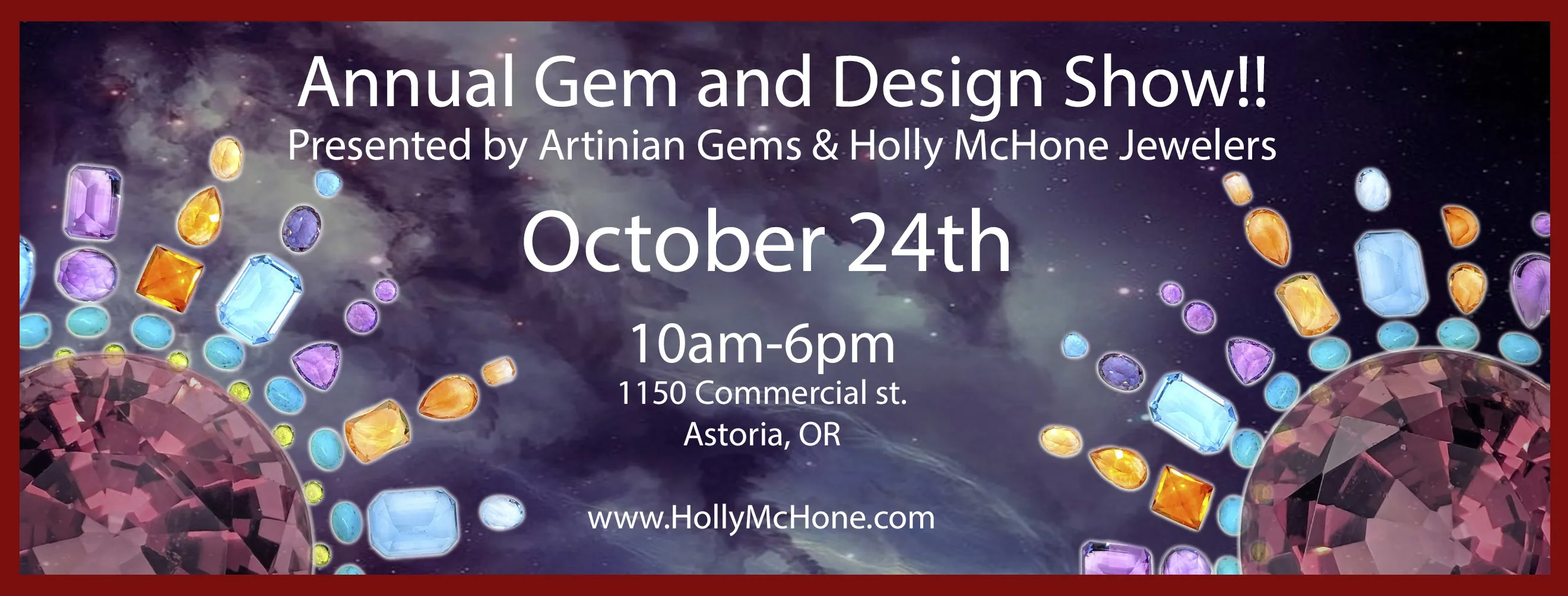Artinian Gems & Holly McHone Jewelers present the Gem & Design Event, Oct 25, 2025, in Astoria. Click for details.