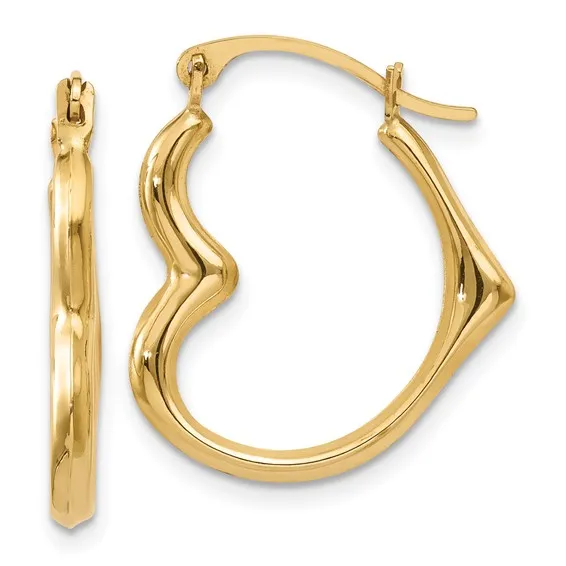 Gold hoop earrings with a unique wavy design, showcasing elegance and style. Click to explore more at Holly McHone Jewelers.