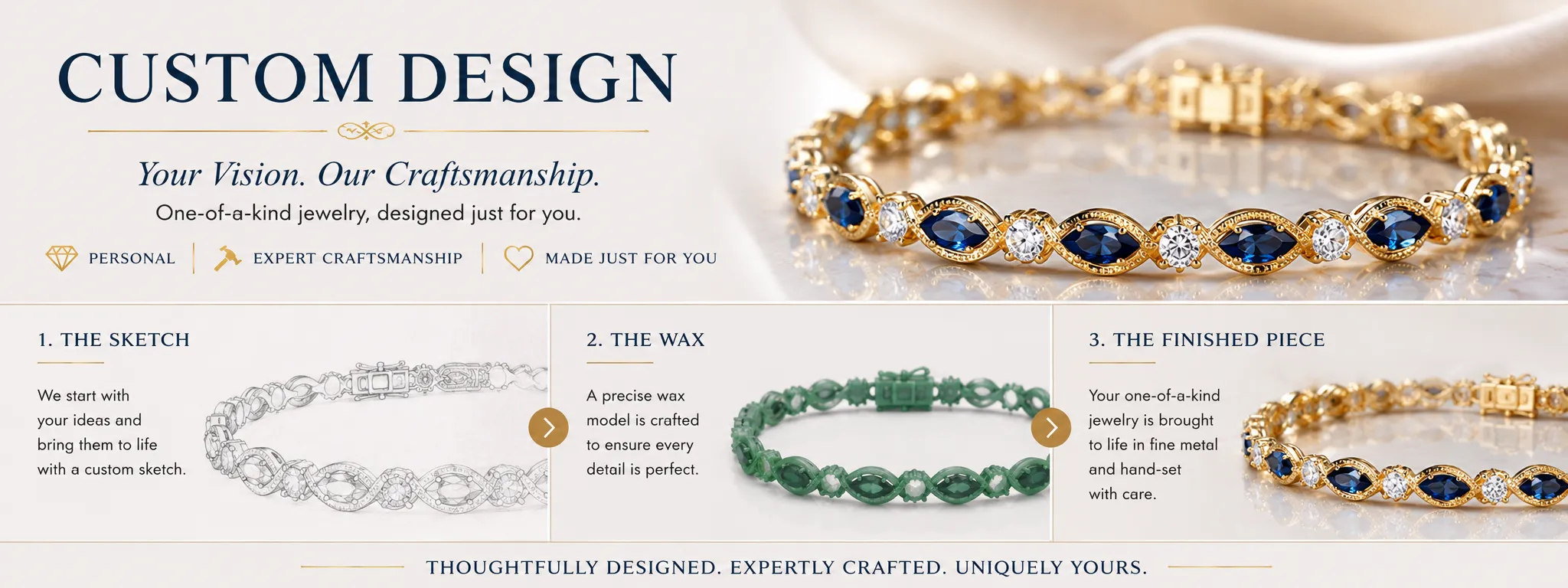 Custom Design Jewelry Sketch Wax Finished Piece Hopman Jewelers