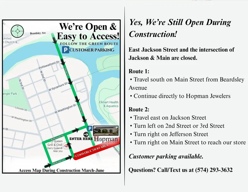 Read article: How Do I Get to Hopman Jewelers During Construction in Downtown Elkhart?