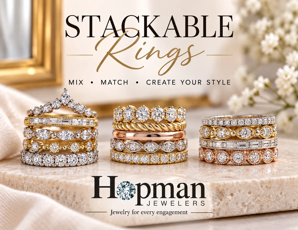 How Do You Stack Wedding Bands and Diamond Rings? | Hopman Jewelers