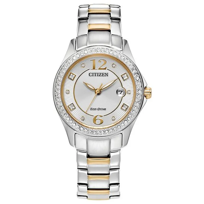 Elegant Women’s Watches with 70 Crystals & Dual-Tone Bracelet.